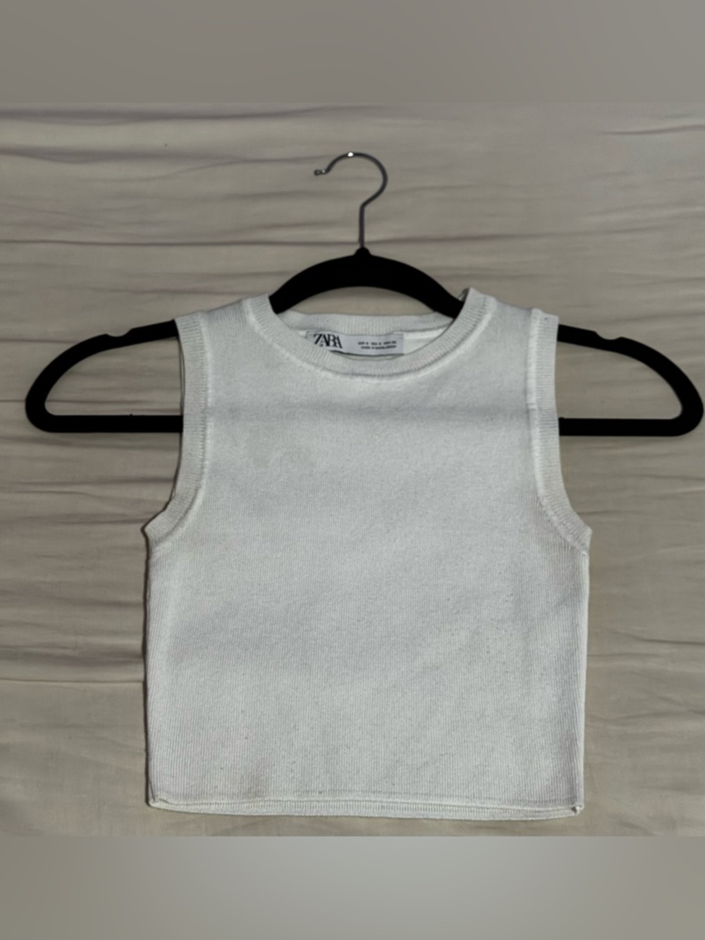 Zara White Ribbed Tank Top